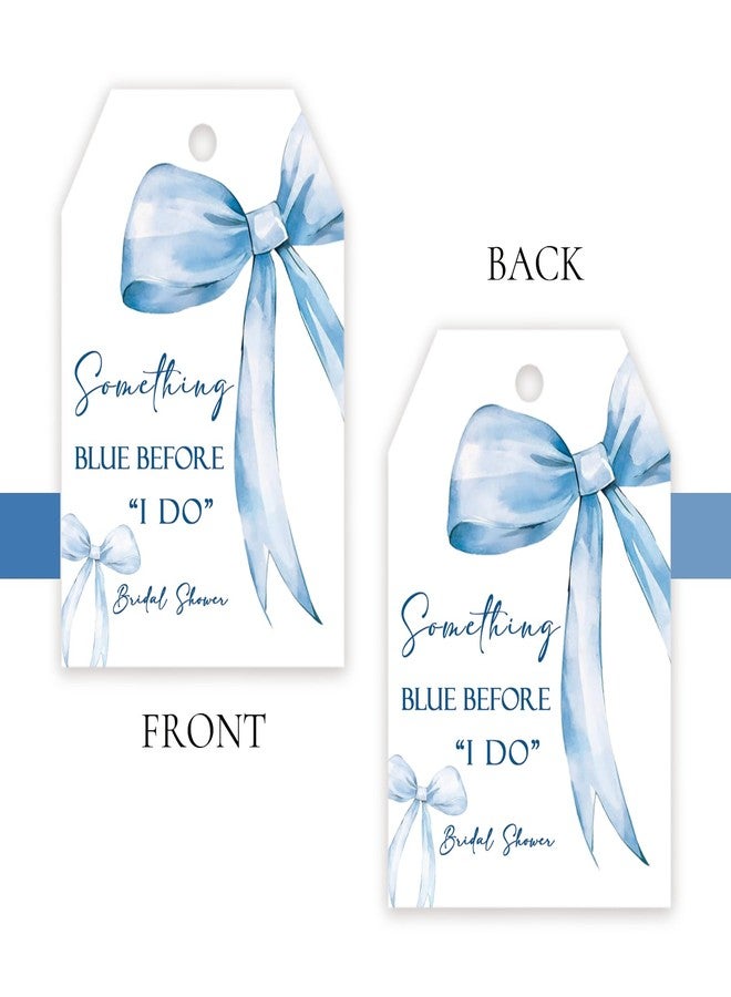 FORSHEEP 50pcs Something Blue Before I Do Thank You Tags, She Tied The Knot Gift Tag with String for Bridal Shower, Blue Bow Thank You Paper Tags for Wedding Party Favors - Image 4